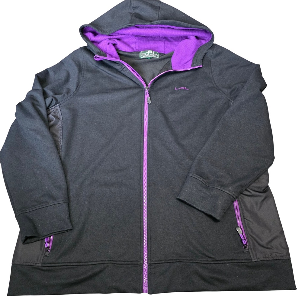 Lauren Active Ralph Lauren Womens‎ Full Zip Hoodie Black Purple Size XL